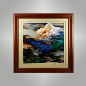 伊飛湘繡純手工刺繡單面繡家居掛畫山川河流 山水 風景 客廳玄關書房辦公室壁畫?編號：b20831